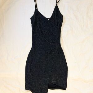 Sparkly black layered mini dress